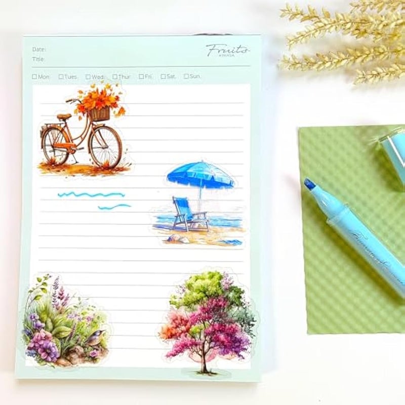 Nature Landscape Stickers Set - 120 Pcs Clear PET Travel Stickers for Scrapbooking, Journaling, Junk Journal, Collage - Waterproof Transparent Mountain Forest Beach for Scrapbook Supplies - Image 3